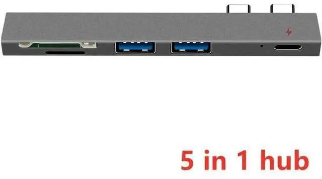Main image of USB C Hub Thunderbolt 3 Dock with HDMI-compatible Adapter TF SD Reader PD 3.0 for for MacBook Pro/Air 2018 - 2021Length: <=0.5m (0.5m and below) Color: Green (5 in 1 hub grey)