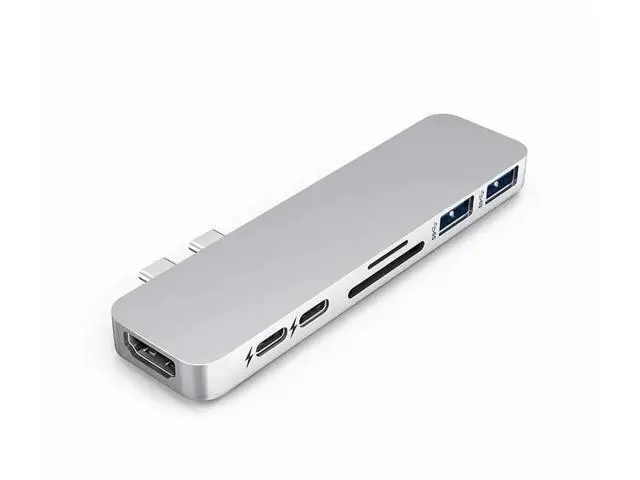 Alt view image 2 of 6 - USB C Hub Thunderbolt 3 Dock with HDMI-compatible Adapter TF SD Reader PD 3.0 for for MacBook Pro/Air 2018 - 2021Length: <=0.5m (0.5m and below) Color: Green (5 in 1 hub grey)