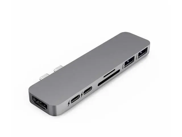 Alt view image 4 of 6 - USB C Hub Thunderbolt 3 Dock with HDMI-compatible Adapter TF SD Reader PD 3.0 for for MacBook Pro/Air 2018 - 2021Length: <=0.5m (0.5m and below) Color: Green (5 in 1 hub grey)