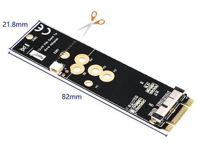 Alt view image 5 of 6 - BCM94360CD BCM94360CS2 BCM943224PCIEBT2 12+6 Pin Bluetooth WiFi Wireless Card Module to M.2 NGFF Key B+M Adapter for Mac OS