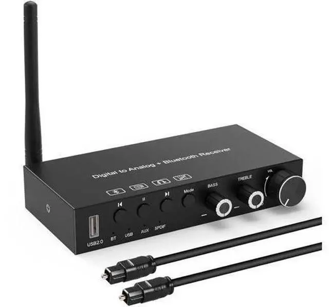 Main image of USB 192KHz DAC Digital to Analog Converter with Headphone AmplifierBuilt-in Bluetooth V5.0 ReceiverMusic PlayerVolume Adjustable Digital SPDIF TOSLINK to Stereo L/R and 3.5mm Jack