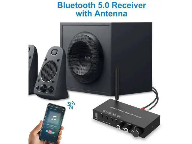 Alt view image 4 of 7 - USB 192KHz DAC Digital to Analog Converter with Headphone AmplifierBuilt-in Bluetooth V5.0 ReceiverMusic PlayerVolume Adjustable Digital SPDIF TOSLINK to Stereo L/R and 3.5mm Jack