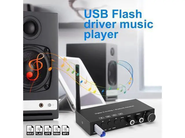 Alt view image 6 of 7 - USB 192KHz DAC Digital to Analog Converter with Headphone AmplifierBuilt-in Bluetooth V5.0 ReceiverMusic PlayerVolume Adjustable Digital SPDIF TOSLINK to Stereo L/R and 3.5mm Jack