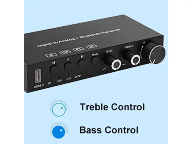 Alt view image 7 of 7 - USB 192KHz DAC Digital to Analog Converter with Headphone AmplifierBuilt-in Bluetooth V5.0 ReceiverMusic PlayerVolume Adjustable Digital SPDIF TOSLINK to Stereo L/R and 3.5mm Jack
