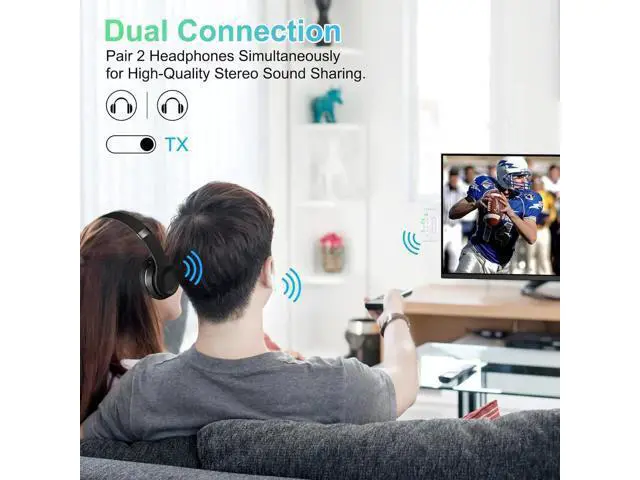 Alt view image 2 of 7 - Bluetooth V5.4 Transmitter Receiver for TV, PC, Gym, Switch 2-in-1 Airplane Bluetooth Adapter for 2 AirPods/Headphones; Bluetooth Receiver for Car/Home Stereo with AptX Low Latency/High Definition