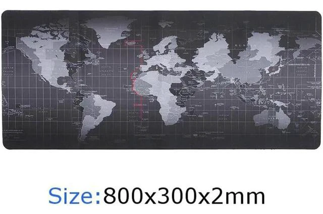 Main image of Extended Large Size, Gaming Mouse Pad, Non-Slip Rubber Base, Large Size Desk Pad, Black World Map & Color Sewn (Black, XL Size 31.50 X 11.81X 0.08inch)