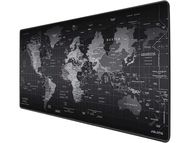 Alt view image 2 of 7 - Extended Large Size, Gaming Mouse Pad, Non-Slip Rubber Base, Large Size Desk Pad, Black World Map & Color Sewn (Black, XXL Size 31.50 X 15.75X 0.08inch)
