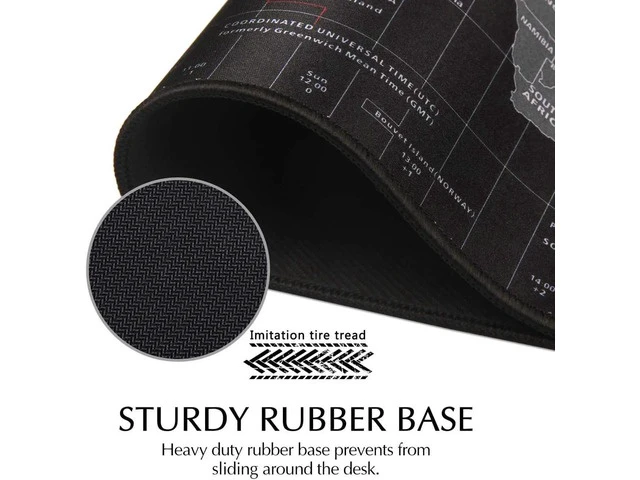 Alt view image 7 of 7 - Extended Large Size, Gaming Mouse Pad, Non-Slip Rubber Base, Large Size Desk Pad, Black World Map & Color Sewn (Black, XXL Size 31.50 X 15.75X 0.08inch)