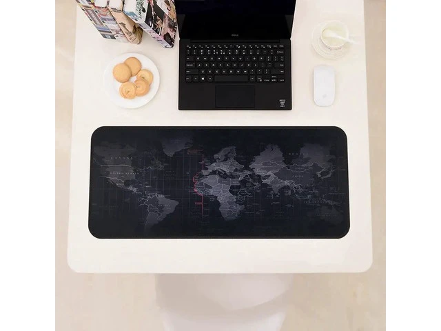 Alt view image 6 of 7 - Extended Large Size, Gaming Mouse Pad, Non-Slip Rubber Base, Large Size Desk Pad, Black World Map & Color Sewn (Black, XXL Size 31.50 X 15.75X 0.08inch)