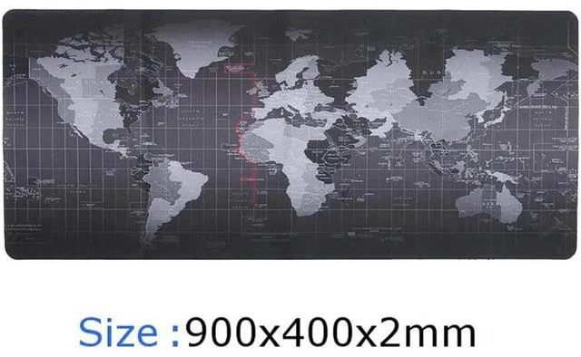 Main image of Extended Large Size, Gaming Mouse Pad, Non-Slip Rubber Base, Large Size Desk Pad, Black World Map & Color Sewn (Black, XXXL Size 35.43 X 15.75X 0.08inch)
