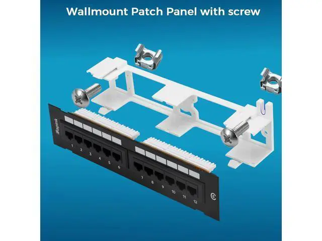 Alt view image 6 of 6 - Patch Panel 12 Port Cat6 10G Support, Network Patch Panel UTP 10-Inch, Wallmount 1U Ethernet Patch Panel Punch Down Block for Cat6, Cat5e, Cat5 Cabling