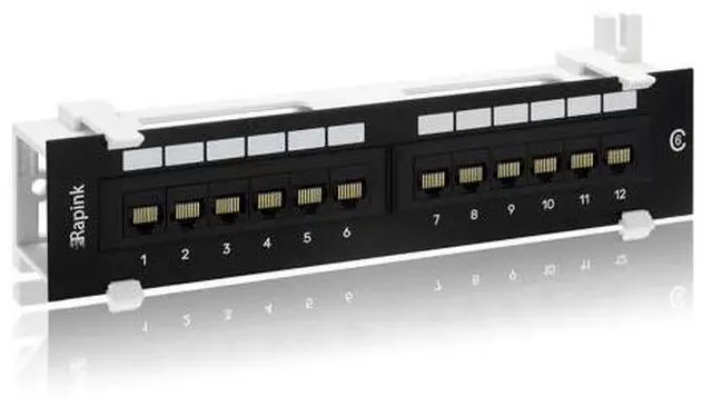Main image of Patch Panel 12 Port Cat6 10G Support, Network Patch Panel UTP 10-Inch, Wallmount 1U Ethernet Patch Panel Punch Down Block for Cat6, Cat5e, Cat5 Cabling