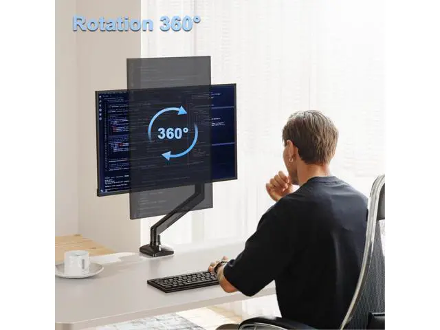 Alt view image 2 of 7 - Single Monitor Mount Arm Fits up to 32 Inch, Desk Mount Holds 4.4-19.8lbs Computer Screen, Full Motion Gas Spring Monitor Desk Mount, VESA Mount 75x75, 100x100