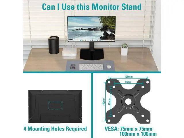 Alt view image 4 of 7 - MOUNT PRO Single Monitor Stand Fits Max 32 inch Computer Screen, Free Standing Monitor Desk Stand, Monitor Mount with Height Adjustable, Swivel, Tilt, Rotation, VESA Monitor Stand 100x100, Black
