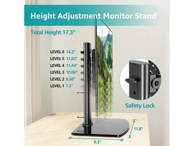 Alt view image 6 of 7 - MOUNT PRO Single Monitor Stand Fits Max 32 inch Computer Screen, Free Standing Monitor Desk Stand, Monitor Mount with Height Adjustable, Swivel, Tilt, Rotation, VESA Monitor Stand 100x100, Black