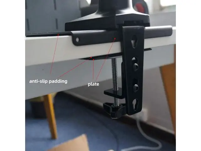 Alt view image 4 of 6 - Steel Monitor Mount Reinforcement Plate Fits Most Monitor Desk Mountfor Fragile Tabletop Protection (Black, Square-1)