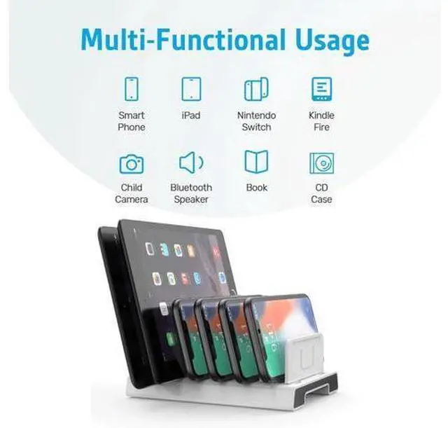 Alt view image 2 of 7 - Unitek Adjustable Universal Multi Device Organizer Dock Stand Holder Compatible for iPhone, iPad, Kindle, Fire Tablet, Galaxy, Google Nexus, Pixel, All Electronic Devices-No Charging Port