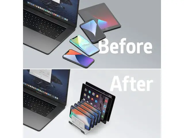 Alt view image 4 of 7 - Unitek Adjustable Universal Multi Device Organizer Dock Stand Holder Compatible for iPhone, iPad, Kindle, Fire Tablet, Galaxy, Google Nexus, Pixel, All Electronic Devices-No Charging Port