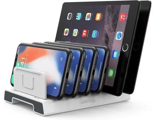 Main image of Unitek Adjustable Universal Multi Device Organizer Dock Stand Holder Compatible for iPhone, iPad, Kindle, Fire Tablet, Galaxy, Google Nexus, Pixel, All Electronic Devices-No Charging Port