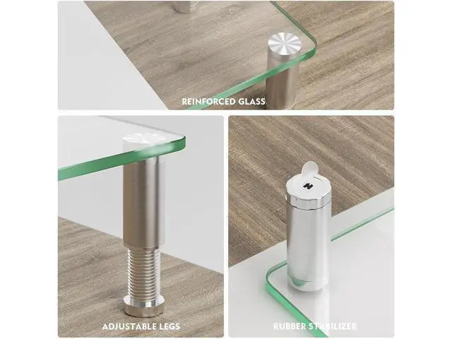 Alt view image 7 of 7 - Clear Computer Monitor Stand Riser with Height Adjustable Multi Media Desktop Stand for Flat Screen LCD LED, Laptop/Notebook/Xbox One,HD01T-002