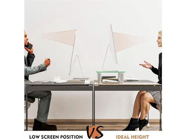 Alt view image 5 of 7 - Clear Computer Monitor Stand Riser with Height Adjustable Multi Media Desktop Stand for Flat Screen LCD LED, Laptop/Notebook/Xbox One,HD01T-002
