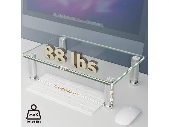 Alt view image 3 of 7 - Clear Computer Monitor Stand Riser with Height Adjustable Multi Media Desktop Stand for Flat Screen LCD LED, Laptop/Notebook/Xbox One,HD01T-002