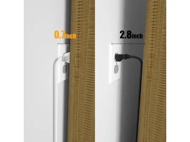 Alt view image 5 of 7 - Twin Extension-Cord Power Strip - 12 ft - Flat Plug Extension Cord - 3 Prong Split Extension Cord with 6 Outlets - Double Extension Cord for Behind Bed, Couch, Nightstands, Vanity, Furniture