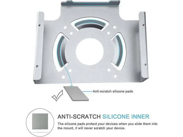 Alt view image 4 of 7 - Mac Mini Monitor Vesa Mount, IFCASE Aluminum Material Behind Monitor, Monitor Arm VESA Mount Holder for Mac Mini 2010 to 2023 M2 Pro (Silver)