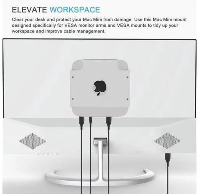 Alt view image 7 of 7 - Mac Mini Monitor Vesa Mount, IFCASE Aluminum Material Behind Monitor, Monitor Arm VESA Mount Holder for Mac Mini 2010 to 2023 M2 Pro (Silver)