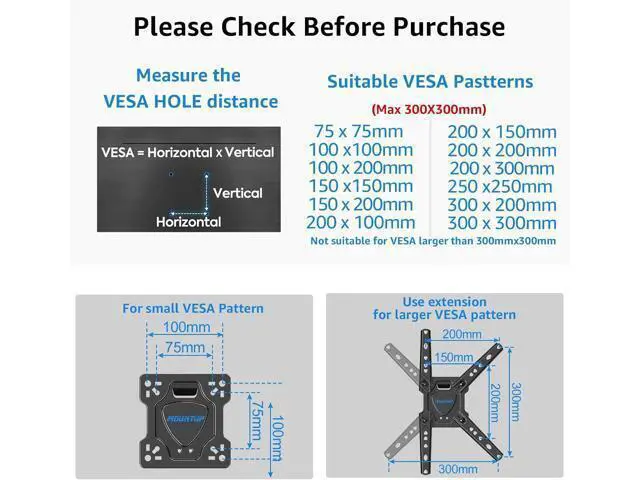 Alt view image 2 of 7 - MOUNTUP Full Motion TV Wall Mount for Most 26-50 Inch TVs, Max VESA 300x300mm Wall Mount TV Bracket with Swivel Tilting Extension Level Adjustment for LED LCD Flat Curved TVs Up to 53 LBS, MU0018