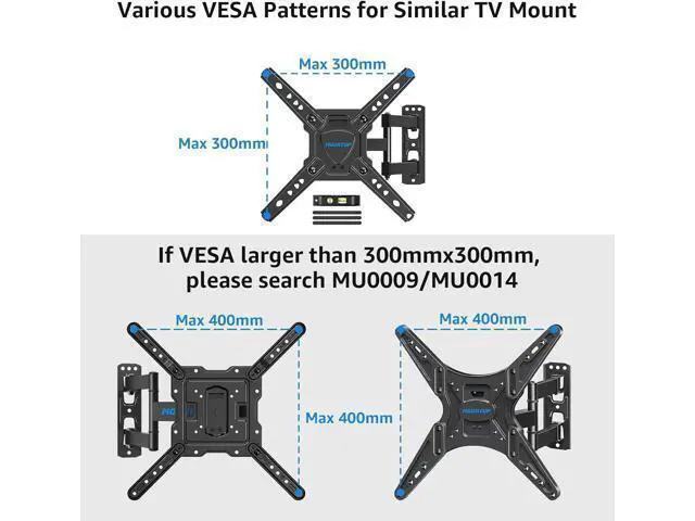 Alt view image 3 of 7 - MOUNTUP Full Motion TV Wall Mount for Most 26-50 Inch TVs, Max VESA 300x300mm Wall Mount TV Bracket with Swivel Tilting Extension Level Adjustment for LED LCD Flat Curved TVs Up to 53 LBS, MU0018
