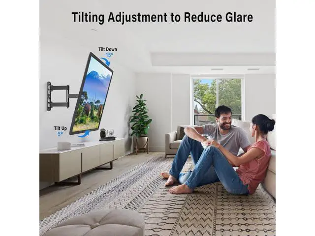Alt view image 6 of 7 - MOUNTUP Full Motion TV Wall Mount for Most 26-50 Inch TVs, Max VESA 300x300mm Wall Mount TV Bracket with Swivel Tilting Extension Level Adjustment for LED LCD Flat Curved TVs Up to 53 LBS, MU0018