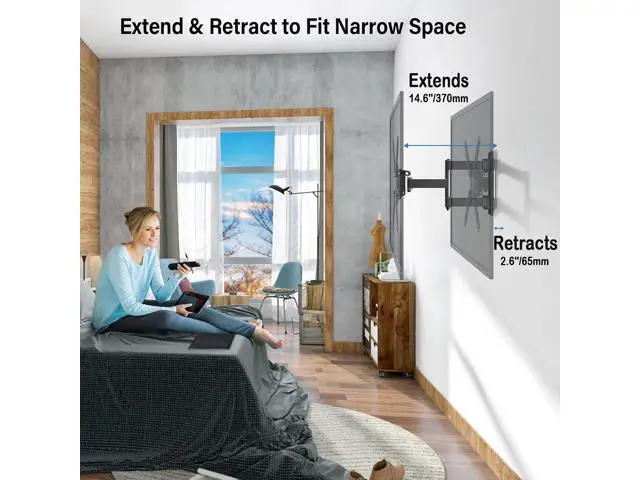 Alt view image 7 of 7 - MOUNTUP Full Motion TV Wall Mount for Most 26-50 Inch TVs, Max VESA 300x300mm Wall Mount TV Bracket with Swivel Tilting Extension Level Adjustment for LED LCD Flat Curved TVs Up to 53 LBS, MU0018