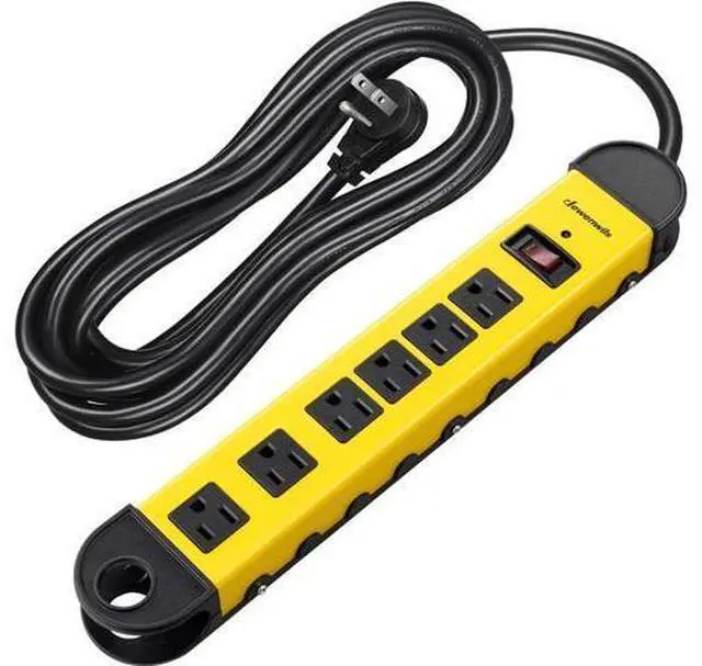 Main image of DEWENWILS Metal Power Strip, 6-Outlet Heavy Duty Surge Protector with 15FT Long Cord, UL Listed, 14AWG/3C, 15A Circuit Breaker, 900 Joules, Low Profile Flat Plug, Wall Mountable