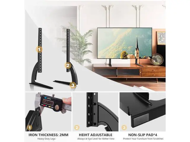 Alt view image 4 of 7 - TAVR Universal Table Top TV Stand Base/Legs for Most 32 37 40 42 47 50 55 LCD LED Plasma Flat Screen TVs, Height Adjustable Replacement Stand, Holds up to 88 lbs, Max VESA 800x400 mm