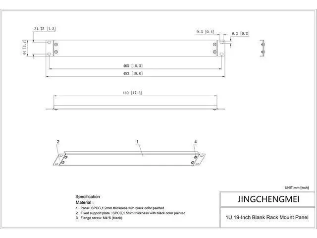 Alt view image 3 of 6 - Jingchengmei 1U Rack Mount Blank Panel for 19-inch Server Rack Enclosure or Network Cabinet, Disassembled, Black(ABPA)