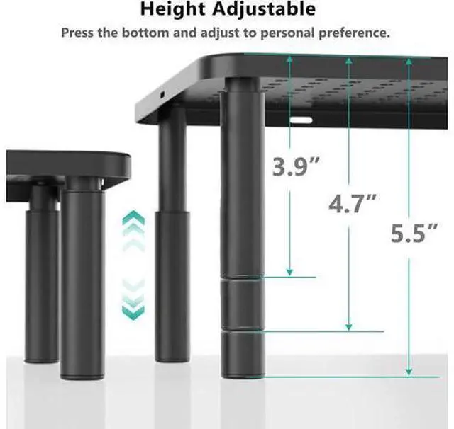 Alt view image 5 of 7 - WALI Computer Monitor Stand for Desk, Adjustable Laptop Riser, Desk Monitor Stand Underneath Storage for Office, Home, School Supplies (STT003), 1 Pack, Black