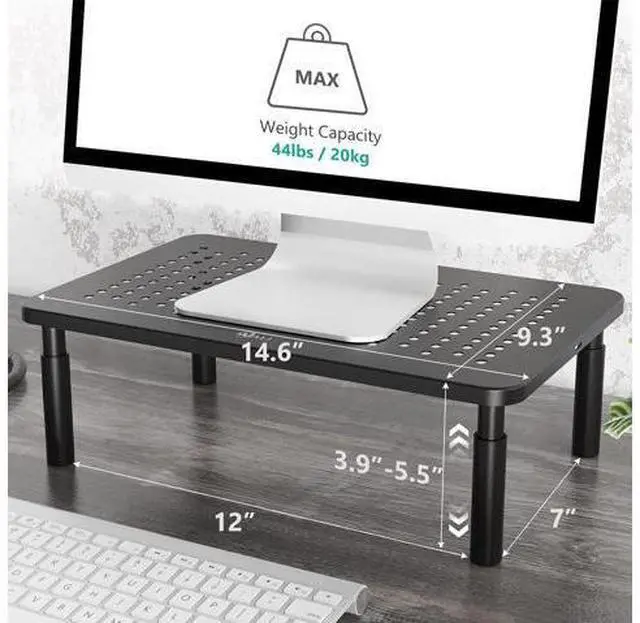 Alt view image 3 of 7 - WALI Computer Monitor Stand for Desk, Adjustable Laptop Riser, Desk Monitor Stand Underneath Storage for Office, Home, School Supplies (STT003), 1 Pack, Black