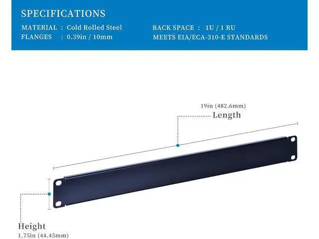 Alt view image 2 of 7 - 1U Blank Rack Mount Panel Spacer for 19in Server Rack Enclosure or Network Cabinet 2 Pack