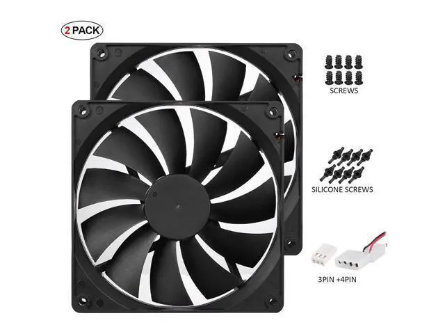 Alt view image 2 of 7 - 140mm Case Fan Quiet High Performance PC Fan 140mm Standard Case Fan 3pin 4pin Molex Connector 12V DC Computer PC CPU Case Fan 1000RPM 2-Pack