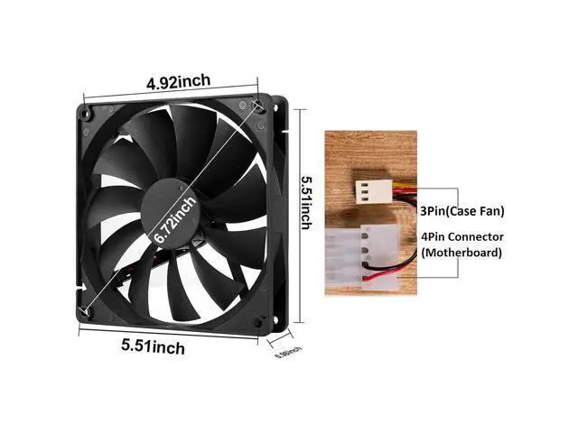 Alt view image 3 of 7 - 140mm Case Fan Quiet High Performance PC Fan 140mm Standard Case Fan 3pin 4pin Molex Connector 12V DC Computer PC CPU Case Fan 1000RPM 2-Pack