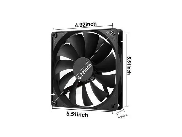 Alt view image 5 of 7 - 140mm Case Fan Quiet High Performance PC Fan 140mm Standard Case Fan 3pin 4pin Molex Connector 12V DC Computer PC CPU Case Fan 1000RPM 2-Pack