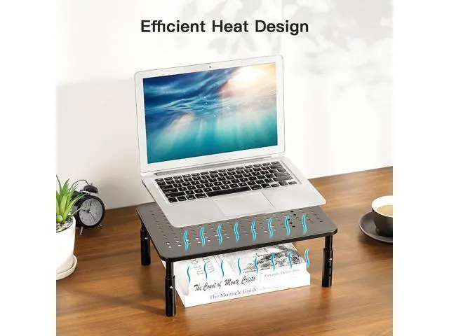 Alt view image 4 of 7 - HUANUO Monitor Stand, Monitor Stand Riser 3 Height Adjustable, Monitor Riser with Airflow Vents, Laptop Stand for Desk, Laptop Riser, Desk Organizer for Monitor, 15.6" Laptop, PC, Printer