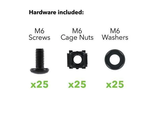 Alt view image 2 of 4 - NavePoint M6 Cage Nuts and Screws for Rack Mount Server Shelves Cabinets Set of 25