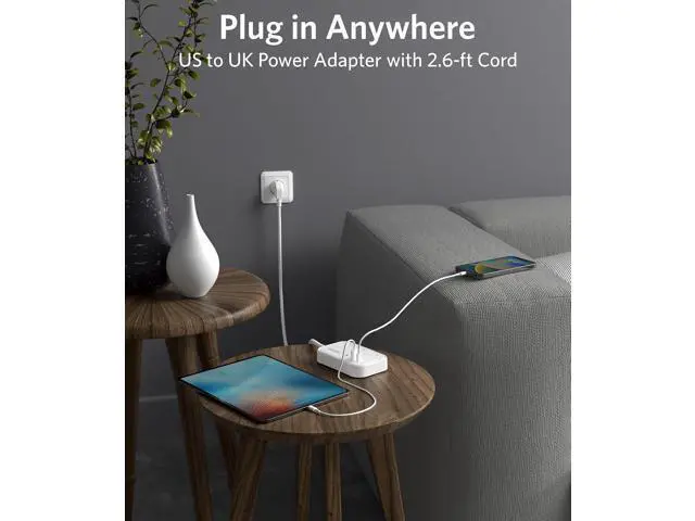 Alt view image 4 of 7 - BESTEK US to UK Travel Plug Adapter: Type G Adapter with 3 AC Outlets and 4 USB (1 PD20W) - Power Strip for USA, UK, Ireland, Scotland, Hong Kong, British, London - 2.6ft