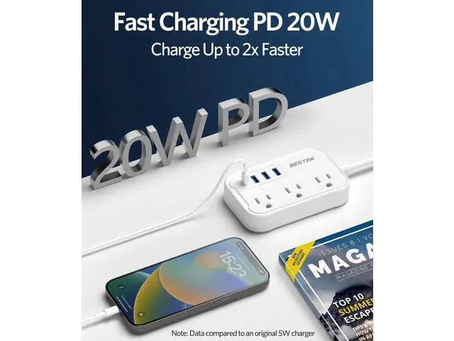 Alt view image 2 of 7 - BESTEK US to UK Travel Plug Adapter: Type G Adapter with 3 AC Outlets and 4 USB (1 PD20W) - Power Strip for USA, UK, Ireland, Scotland, Hong Kong, British, London - 2.6ft