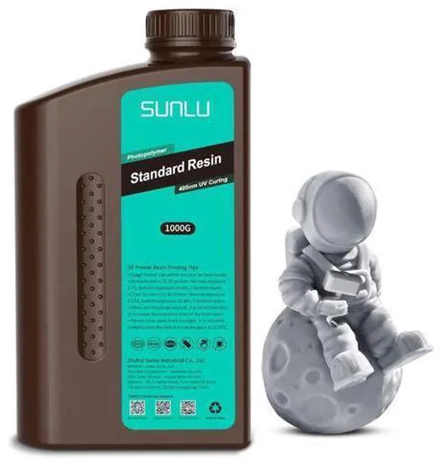 Main image of SUNLU 3D Printer Resin, 1kg Fast Curing Standard 3D Resin for LCD DLP SLA Resin 3D Printers, 395-405nm UV Light Curing 3D Printing Liquid Photopolymer Resin, Low Shrinkage, High Precision, 1000g, Grey