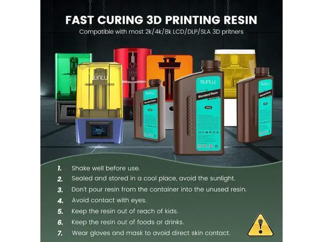 Alt view image 6 of 7 - SUNLU 3D Printer Resin, 1kg Fast Curing Standard 3D Resin for LCD DLP SLA Resin 3D Printers, 395-405nm UV Light Curing 3D Printing Liquid Photopolymer Resin, Low Shrinkage, High Precision, 1000g, Grey
