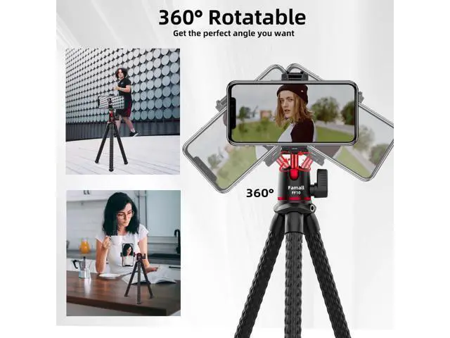 Alt view image 3 of 7 - Camera Tripod, Famall Flexible Tripod Stand for Phone with Cold Shoe Phone Mount for iPhone Canon Nikon Sony Cameras
