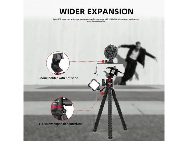 Alt view image 6 of 7 - Camera Tripod, Famall Flexible Tripod Stand for Phone with Cold Shoe Phone Mount for iPhone Canon Nikon Sony Cameras